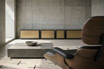 Serie Beton Lowboard gemischt anthrazit mit Schublade in Wohnzimmer