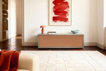 Beton-Lowboard, grau, Kupfer-Front, 120 cm, Betonmöbel