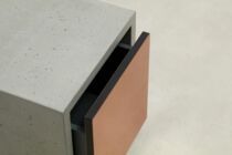 Beton-Lowboard, grau, Kupfer-Front, 40 cm, offen