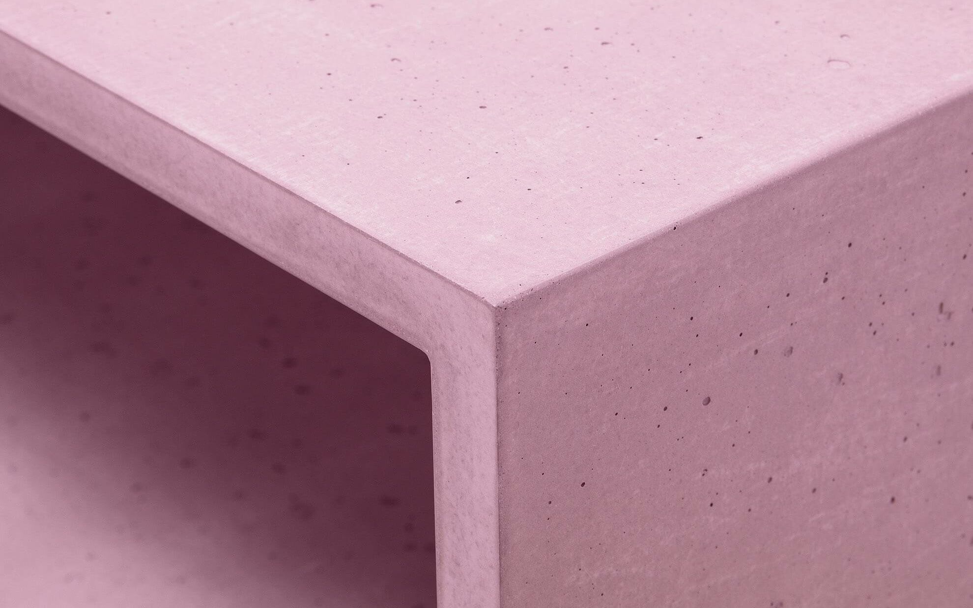 Beton Lowboard, rosa, 150 cm, Kante