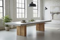 Betontisch mit Holzbeinen in Loft