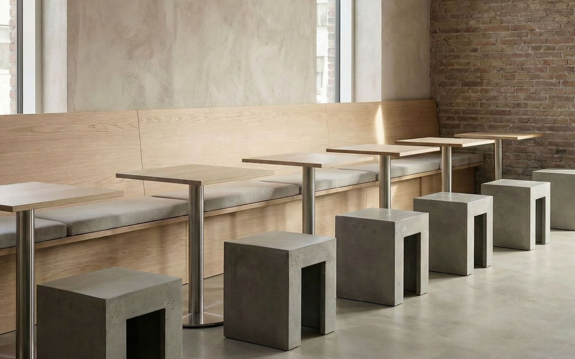 Betonhocker Open im Cafe