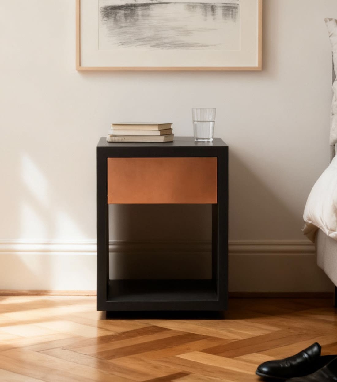 Nachttisch Beton Kupfer 40cm